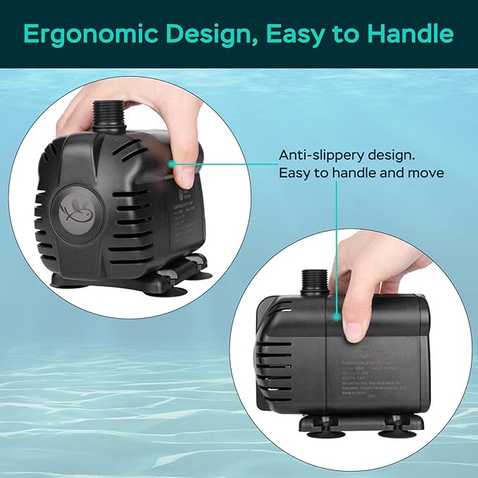 AquaMiracle 1160GPH Submersible Water Pump with 11.5ft High Lift, Pond Pump Aquarium Pumps for Fish Tank, Fountain, Waterfall, Statuary, Water feature, Hydroponics