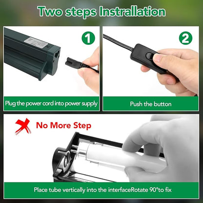 T5 Reptile Light Fixture Green Combo Kit 39W Light Fixture Reptile Terrarium Hood 10.0 UVB Light Bulb Fluorescent Tube Ideal for Tropical and Deserts Such as Bearded Dragon Lizards and Tortoises