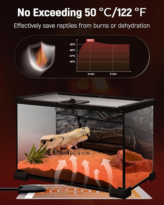 Pawfly 5 W Reptile Heat Pad 6 x 5.5 Inch Reptile Heating Pad Under Tank Terrarium Safe Fast Heating Mat Heat Mat for Turtles Frogs Snakes Lizards Geckos Hermit Crabs Spiders & Other Reptiles