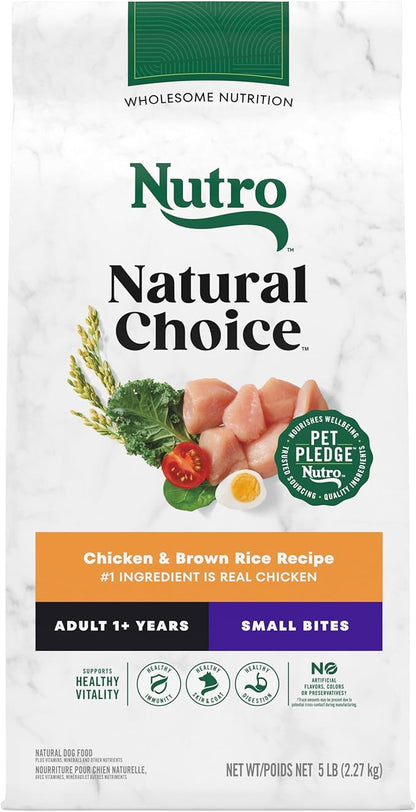 Nutro Natural Choice Small Bites Adult Dry Dog Food, Chicken and Brown Rice Recipe, 5 lbs.