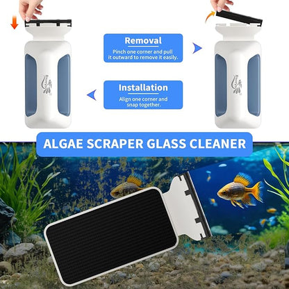 Magnetic Aquarium Fish Tank Glass Cleaner, Floating Aquarium Magnetic Brush, Algae Scraper Glass Cleaner Scrubber for 0.15-0.25 Inch Thick Glass Fish Tank (S)