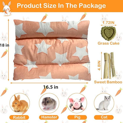 16.5 X 18in Removable and Washable Soft Rabbit Concave Bed, Thickened and Softer Bunny Bed, Double-Sided Plush for Small Animals Indoor (Beige)