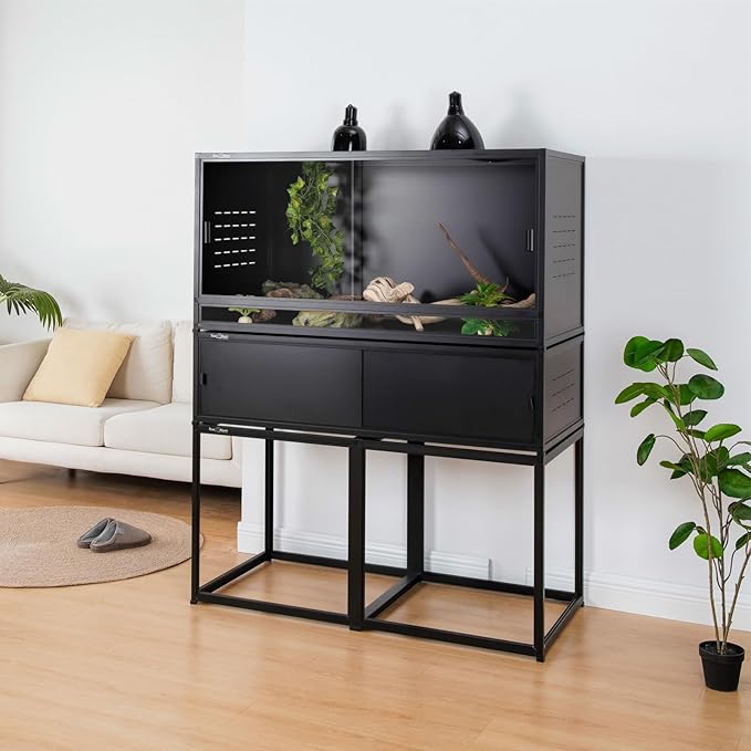 PVC Reptile Enclosure with Acrylic/PVC Door Options - 40x16x12 inch Sliding Door Tank for Bearded Dragon, Snake, Ball Python