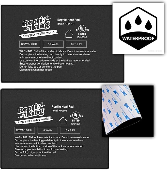 Reptile Heat Pad, 8" X 12" 16W, Heating Pad for Reptile Tank, Lizard, Snake, Bearded Dragon, Hermit Crab, Leopard Geckos Terrarium Heating Mat, Safe & Durable Heat Pad for Reptiles