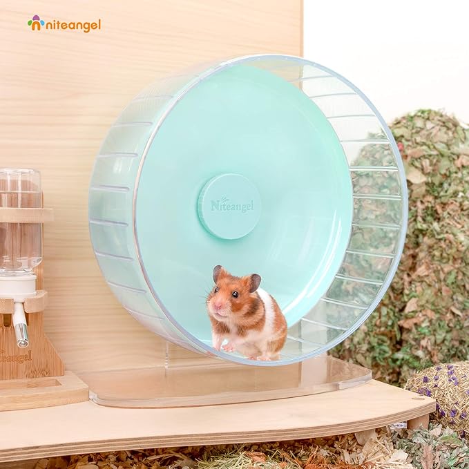 Niteangel Super-Silent Hamster Exercise Wheels: - Quiet Spinner Hamster Running Wheels with Adjustable Stand for Hamsters Gerbils Mice Or Other Small Animals (L, Mint Green)