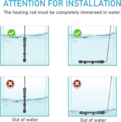 YukiHalu Small Submersible Aquarium Heater, Adjustable Mini Fish Tank Heater 25W 50W 100W 200W 300W with External Temperature Controller, LED Display, Used for 5/10/20/40/60 Gallons (300 Watt)