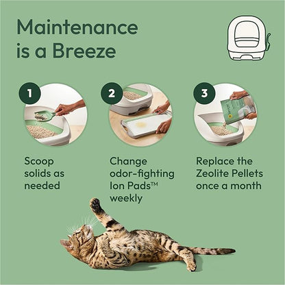 Purina Tidy Cats Hooded Litter Box System, BREEZE Hooded System Starter Kit Litter Box, Litter Pellets & Pads