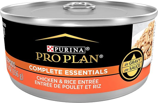 Purina Pro Plan Complete Essentials High Protein Cat Food Wet Gravy, Chicken and Rice Entree - (Pack of 24) 5.5 Oz. Pull-Top Cans