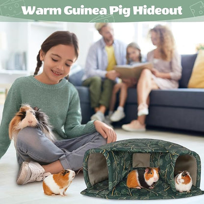 Unicorn Catcher Guinea Pig Hideout Large Guinea Pig Bed Cozy Guinea Pig House Warm Guinea Pig Tunnel Washable Guinea Pig Accessories for Small Pet Hamster/Chinchilla/Bunny, Green