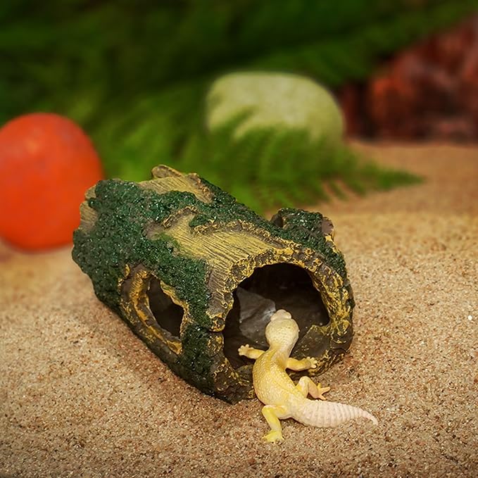 Resin Reptile Hideout Aquarium Decor Cave Shelter for Reptiles Fish Tank Ornament Safe Non Toxic for Lizards Snakes Fish Turtles Amphibians Terrarium Aquarium Accessories