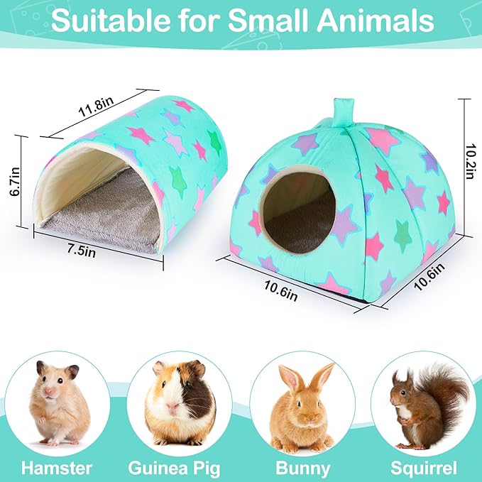 Unicorn Catcher Guinea Pig Hideout and Tunnel, 2 Pack Soft Washable Guinea Pig Bedding for Cages