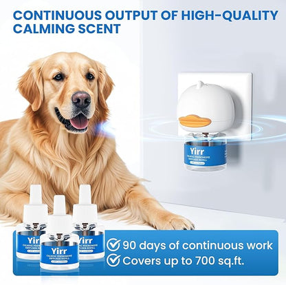 Dog Calming Diffuser, 4 in 1 Dog Pheromones Calming Diffuser, Relaxing Pheromone for Dogs Relief Stress Anxiety Reduce Aggression Barking, Help Train Dog to Pee, 1 Diffuser 3 Refill(48ml)