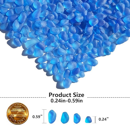 Sea Glass Stones - 0.9LB Aquamarine Blue Frosted Glass Pebbles Gemstones - Perfect for Aquarium Rocks, Fish Tank Gravel, Vase Fillers, DIY Crafts, and Home Decor