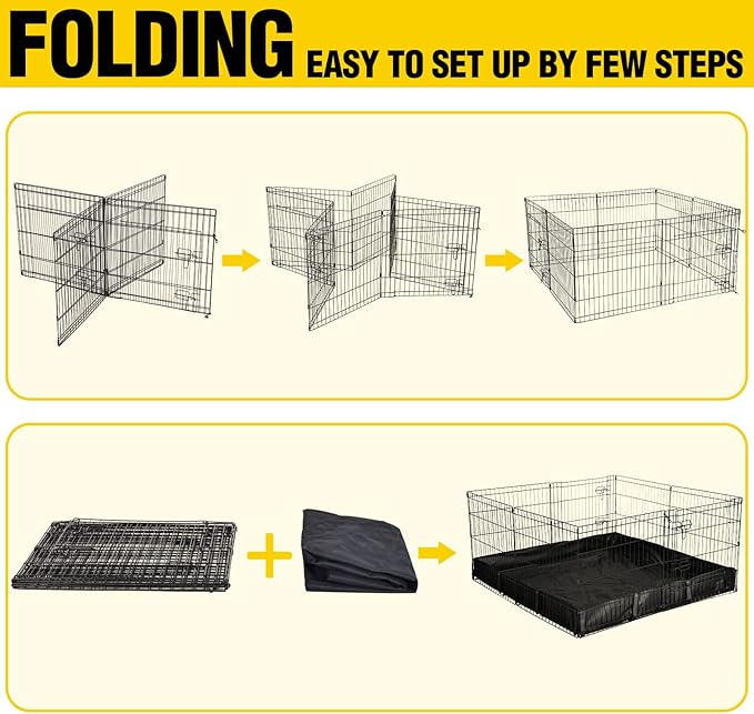 Aivituvin Pet Playpen Indoor & Outdoor Expandable Exercise Pen for Small Animals Rabbit cage with Waterproof Layer,Attach The Hutch Freely