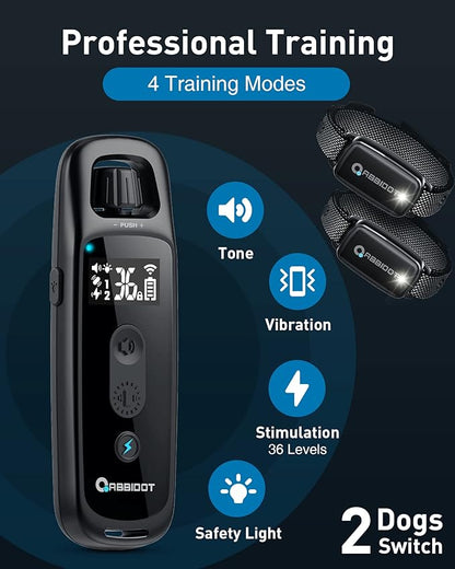 ABBIDOT Dog Shock Collar, 3300 FT Dog Training Collar with Remote, IPX7 Waterproof with 4 Training Modes, Rechargeable E-Collar for Small Medium Large Dogs (5-120 lbs)