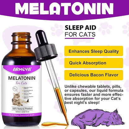 Melatonin for Cats - Cat Calming Treats- Cat Sedative for Grooming - Helps to Support Restful Sleep for Your Cat - Cat Sleep Aid - Anxiety Relief for Cats