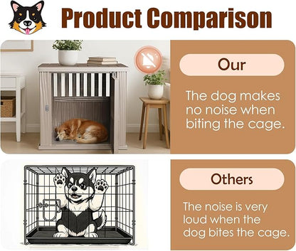 Vixzen Dog Crate Furniture for Small to Large Dogs,Decorative Resin Kennel Indoor,Multifunctional Dog Crate with Locking Buckle,End Table,Durable and Sturdy(Light Brown 39.37 * 28.35 * 32.83)