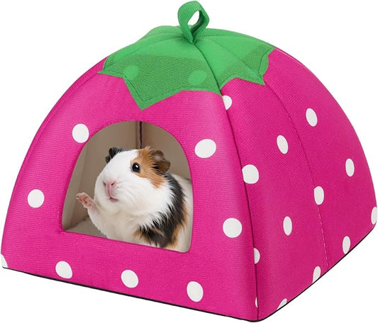 Guinea Pig Hideout for Small Animals(Guinea Pig Bed with Warm Fleece, Washable Pet Cushions, Winter Sleeping Warmth)