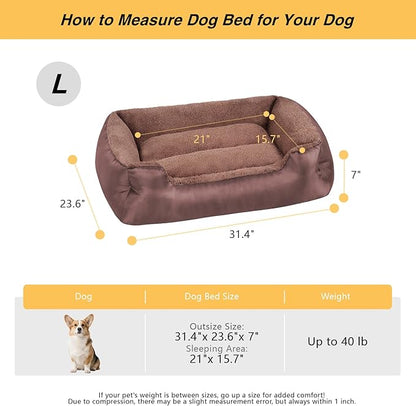 Orthopedic Dog Bed Medium Size Dogs, Washable Calming Dog Sofa Bed, Rectangle Comfort Pet Bed for Medium Dogs, Non-Slip Bottom, Brown