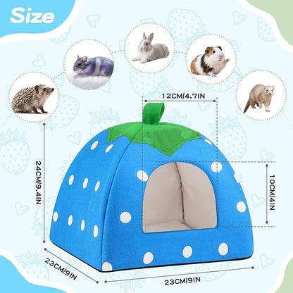 Guinea Pig Hideout for Small Animals(Guinea Pig Bed with Warm Fleece, Washable Pet Cushions, Winter Sleeping Warmth)
