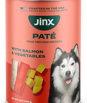 Jinx Premium Wet Dog Food Cans - Salmon Pate - Grain-Free Canned Dog Food Pate & Topper with Real Ingredients & No Fillers - All Life Stages, Breeds & Sizes - 12-Pack, 13 Oz