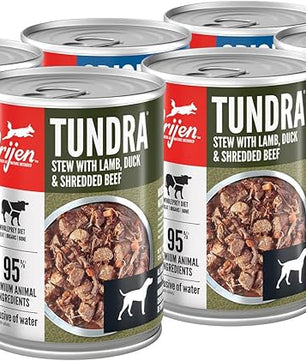ORIJEN Real Meat Shreds Wet Dog Food Variety Pack: Tundra + Original Recipes 12.8oz Cans (6 Count, 3 of Each)