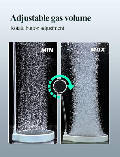 UPETTOOLS Aquarium Air Pump, Fish Tank Air Pump Ultra Quiet Powerful Bubbler Aerator, 5W 4L/min, Adjustable Dual Outlet, for 10-180 Gallon Fish Tank