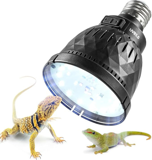 REPTI ZOO UVB Light Bulb for Reptile, 5.0 & 10.0 UVB UVA Reptile Light Bulb for Bearded Dragon Lizard Tortoises Snake Chameleon, Full Spectrum Sun Lamp Energy-Efficient & Natural Sunlight Simulation