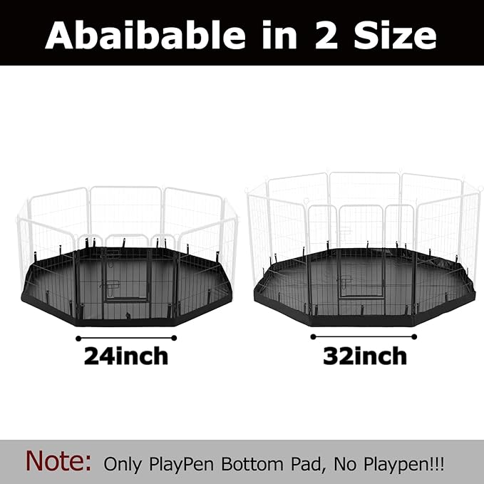 PJYuCien Dog Playpen Bottom Pad, Fits 24 Inch Width 8 Panels Regular Octagon Metal Exercise Pet Playpen, Black (Note:Playpen Not Included)