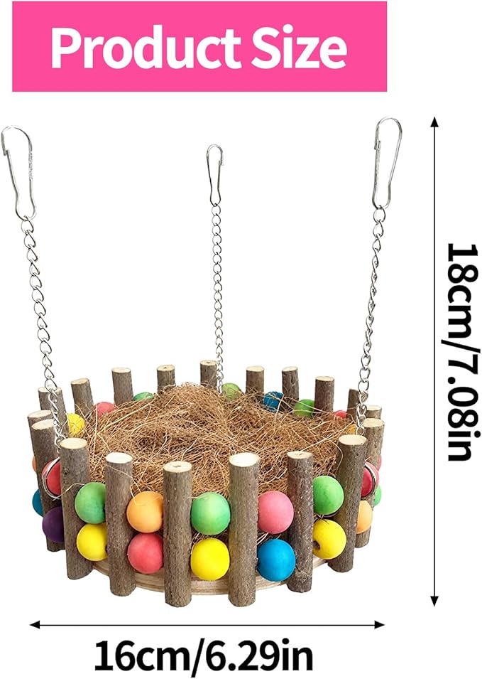 Bird Hammock, Bird Nest House, Hanging Hammock Snuggle Hut with Natural Coconut Fiber Bedding for Budgies, Parakeets, Cockatiels, Lovebirds, Conures, Quakers