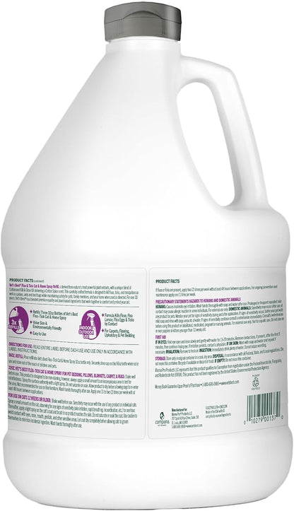 Vet's Best Natural Flea & Tick Home Spray for Cats – Cotton Spice Scented Indoor Pest Control Mist – Natural Flea Prevention with Certified Plant-Based Ingredients – 96 oz Refill – Made in USA