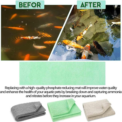 Treela 3 Pcs 18 x 10 Inch Aquarium Filter Pads Ammonia Phosphate Nitrite Remover Reducer Filter Pads Cut-to-fit for Aquariums & Ponds Fish Tank Accessories (Green,Gray,Khaki)