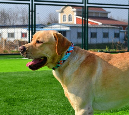 Dog Collar with Bohemia Floral Tribal Geometric Patterns - Soft Ethnic Style Collar Adjustable for Small Medium Large Dogs(Geometry,L)