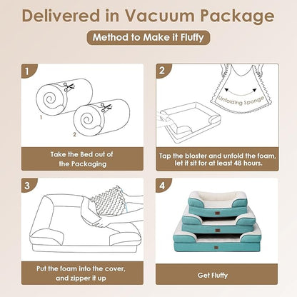 EHEYCIGA Orthopedic Dog Bed for Small Dogs, Waterproof Memory Foam Small Dog Beds with Sides, Non-Slip Bottom and Egg-Crate Foam Medium Pet Couch Bed with Washable Removable Cover, Turquoise Blue