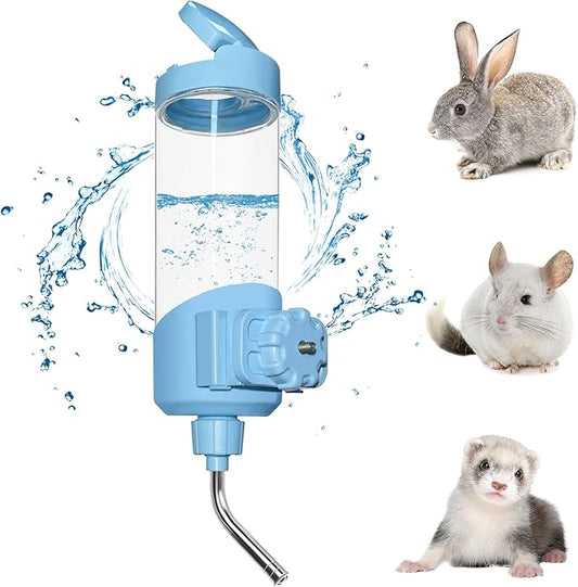 Vannon Top Fill Small Animal Water Dispenser for Cage, 23oz Auto Feeding Crate Water Bottle for Rabbit, Chinchilla, Ferret, Guinea Pig, Squirrel, Hedgehog, Pet Nozzle Diameter: 10mm, BPA Free, Blue