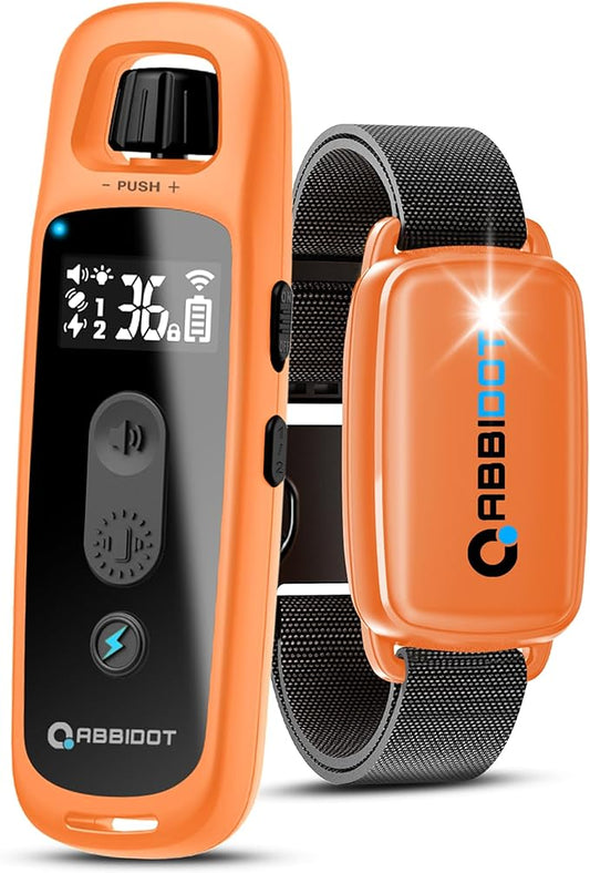ABBIDOT Dog Shock Collar, 3300 FT Dog Training Collar with Remote, IPX7 Waterproof with 4 Training Modes, Rechargeable E-Collar for Small Medium Large Dogs (5-120 lbs)