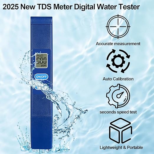 TDS Meter Digital Water Tester - 0-9990ppm High-Precision Water Quality Tester, 2s Fast Detection, LCD Display, Portable Design for Drinking Water & Outdoor Use
