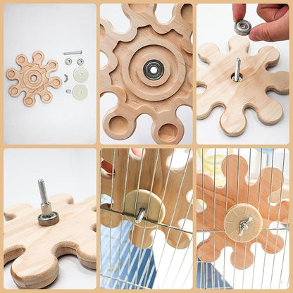 Chinchilla Cage Accessories, Wooden Rotating Chew Toys for Teeth, Rat Chew Toys, Interactive Enrichment Toys for Hamster, Rat, Small Pet