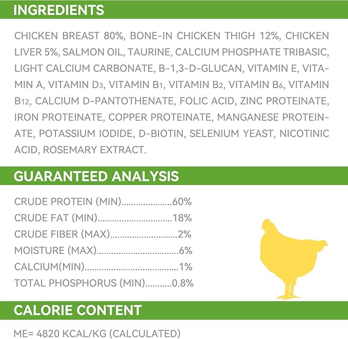 OPET Freeze Dried Cat Food, Chicken & Salmon Oil Recipe, Complete & Balanced Meal or Topper, Premium, Healthy, Grain Free, High Protein Raw Cat Freeze Dried Treats (10 oz, Chicken)
