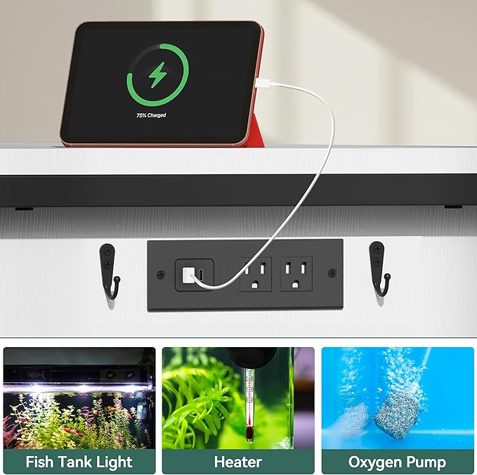 YITAHOME 120 Gallon Fish Tank Stand with Power Outlets, Heavy Duty Metal Large Aquarium Stand with Cabinet, Reptile Tank Turtle Terrariums Table for Fish Tank Accessories Storage,1100LBS Capacity