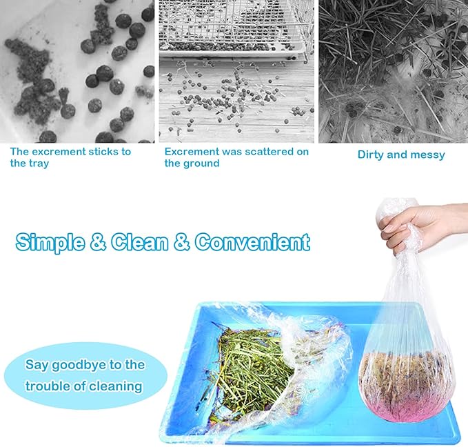 Disposable Small Animal Cage Liners, 50 PCS Rabbit litter box Liners Pet Tray Film Liner Small Animal Litter Pan Bags Pet Toilet film Cover for Bunny Bird Chinchilla Hedgehog Hamster Ferret (23 in)