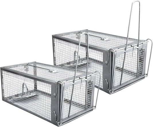 Gingbau 2-Pack Chipmunk Traps Humane Live Mouse Rat Cage Traps for Indoors and Outdoors