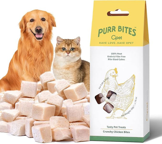 OPET Freeze Dried Cat & Dog Treats,Single Ingredient High Protein Grain Free Crunchy Cat Treats，Healthy Training Treats(1.76oz)