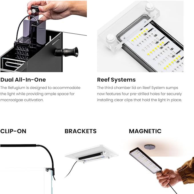 Ultum Nature Systems Refugium Light - Small Customizable Submersible Aquarium LED Lamp w/Inline Timer, Full Spectrum Grow for Chaeto Macro Algae Saltwater Reef Tanks - Magnetized