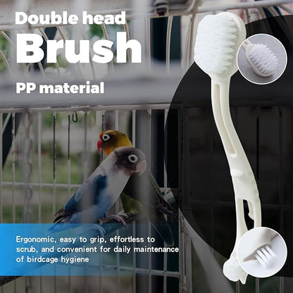 11-Piece Set Bird Cage Cleaner,Small Animal cage Cleaning Tool Plastic and Stainless Steel Cleaning Brush Long Handle Cleaning Brush Spatula Bird Cleaning Bird Drops Multipurpose Cleaning