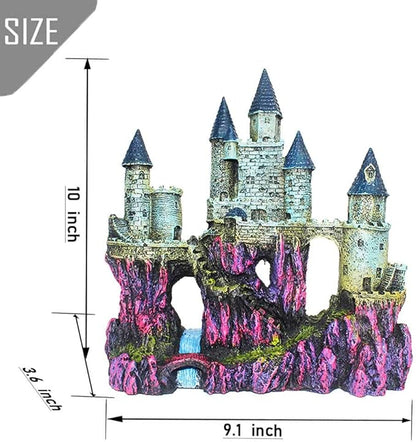 PINVNBY Aquarium Resin Castle Decoration Fish Tank Driftwood Castle Cave Hideouts House Plants Supplies Accessories(Purple)