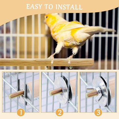 S&X Bird Perch, 5 PCS of Natural Wood Perches with Different Widths and Lengths for Budgies, Parakeets, Canaries, Cockatiels, Conures, Finches & Other Small Birds