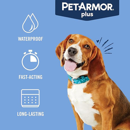 PetArmor Plus Flea and Tick Prevention for Dogs, Medium Dog Flea and Tick Treatment, 3 Doses, Waterproof Topical, Fast Acting (23-44 lbs)