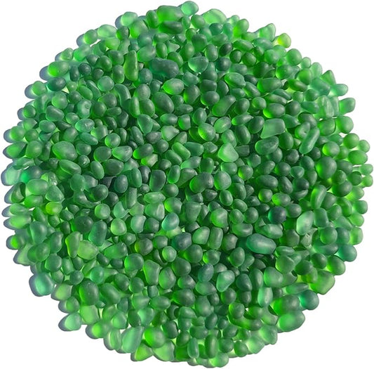 Sea Glass Stones - 0.9LB Green Frosted Glass Pebbles Gemstones - Perfect for Aquarium Rocks, Fish Tank Gravel, Vase Fillers, DIY Crafts, and Home Decor