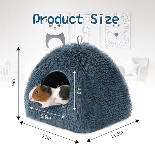 YUEPET Guinea Pig Bed Plush Calming Hideout, Warm Rabbit Hide for Hamsters Hedgehogs Ferrets Dwarf Rabbits and Other Small Animals(Dark Grey)